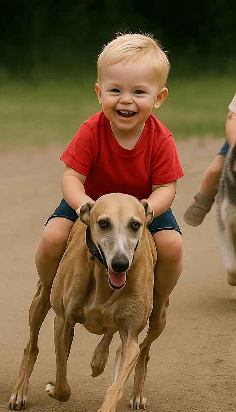 Policie rozbila ilegální okruh dostihů batolat na psích zádech.