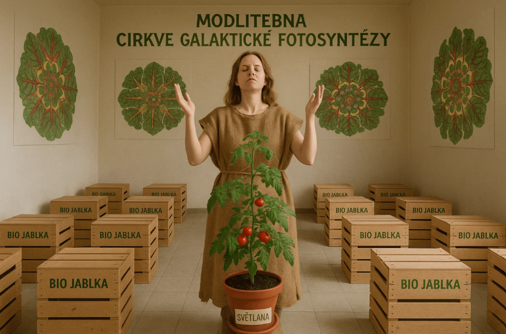 Mgr. Klára Šimáčková Laurenčíková se stala Galakto-floristkou. V Kramářově vile otevřela první vládní modlitebnu Církve Galaktické&nbsp;Fotosyntézy