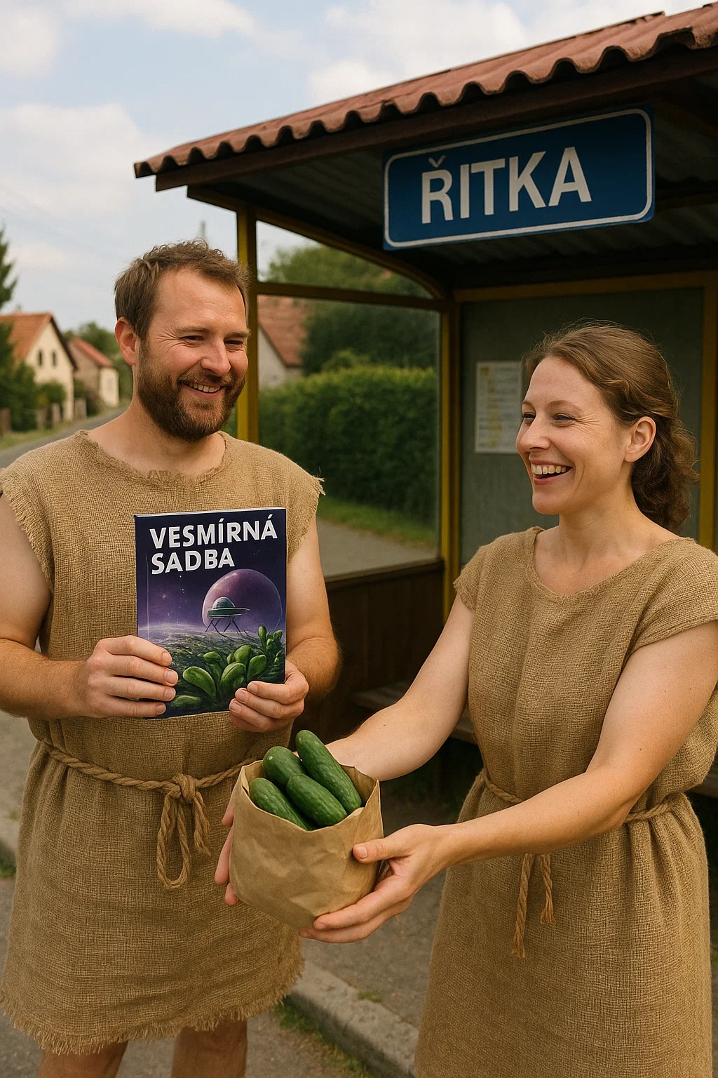 Láska mezi stanicemi: Petr přiznal členství v Církvi Galaktické Fotosyntézy, s Marií šíří víru ve vesnici&nbsp;Řitka