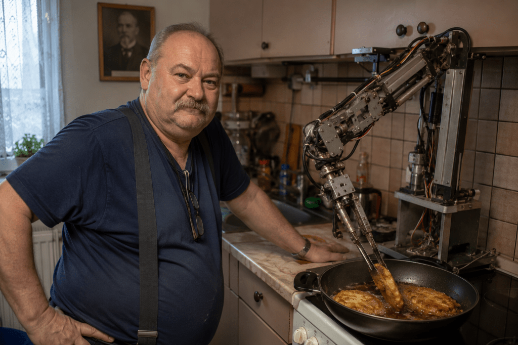 REPORTÁŽ: Navštívili jsme muže, který sestrojil automatický obraceč řízků. „Člověk nemůže pořád stát u pánve,“ říká Stanislav Hlavsa.